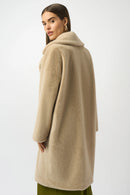 Faux Fur Straight Coat - Almond