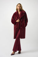 Faux Fur Straight Coat - Merlot