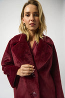 Faux Fur Straight Coat - Merlot