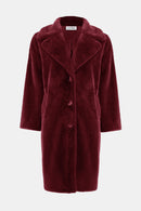Faux Fur Straight Coat - Merlot