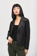 Foiled Knit Moto Jacket - Black