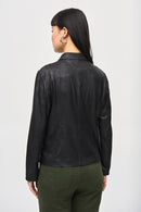 Foiled Knit Moto Jacket - Black