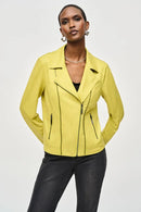 Foiled Knit Moto Jacket - Wasabi