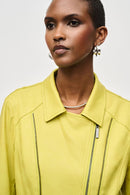 Foiled Knit Moto Jacket - Wasabi