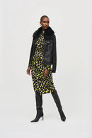 Faux Fur Suede Jacket - Black