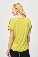 Satin Front S/Sleeve Top - Wasabi