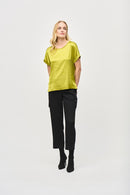 Satin Front S/Sleeve Top - Wasabi