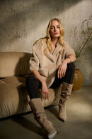 Faux Fur Suede Jacket - Champagne