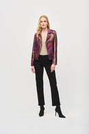 Print Faux Suede Jacket - Multi