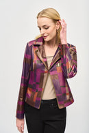 Print Faux Suede Jacket - Multi