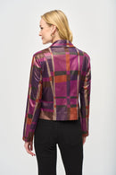 Print Faux Suede Jacket - Multi