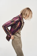 Print Faux Suede Jacket - Multi