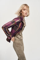 Print Faux Suede Jacket - Multi