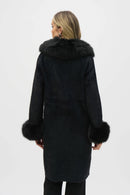 Feather Yarn and Faux Fur Coat - Black
