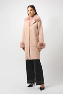 Feather Yarn and Faux Fur Coat - Rose