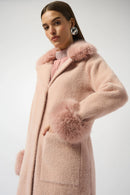 Feather Yarn and Faux Fur Coat - Rose