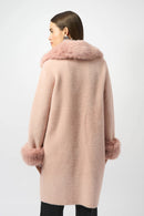 Feather Yarn and Faux Fur Coat - Rose
