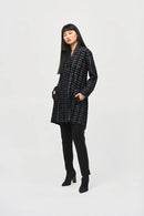 Plaid Feather Coat - Black/white