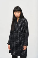 Plaid Feather Coat - Black/white