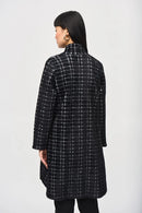 Plaid Feather Coat - Black/white