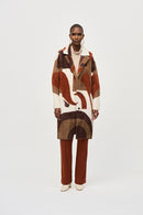 Feather Yarn Sweater Coat - Cinnamon/multi