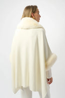 Jacquard &amp; Faux Fur Cape - Vanilla