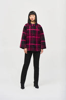 Jacquard Plaid Jacket - Pink Punch/black