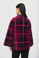 Jacquard Plaid Jacket - Pink Punch/black