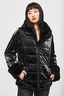 Reversible Faux Fur Coat - Black