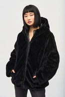 Reversible Faux Fur Coat - Black