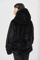 Reversible Faux Fur Coat - Black