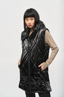 Quilt Hooded Puffer Gilet - Black