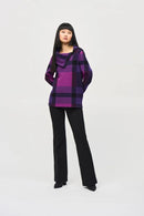 Plaid Jacquard Sweater - Empress/mystic/black