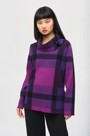 Plaid Jacquard Sweater - Empress/mystic/black