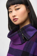 Plaid Jacquard Sweater - Empress/mystic/black