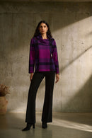 Plaid Jacquard Sweater - Empress/mystic/black