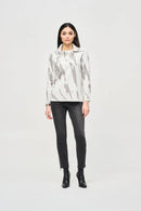 Jacquard Sweater Top - Vanilla/grey Melange