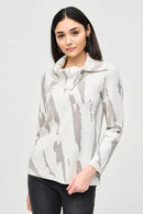 Jacquard Sweater Top - Vanilla/grey Melange