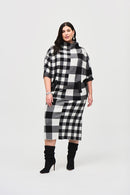 Plaid Jacquard Knit Jumper - Black/vanilla