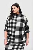 Plaid Jacquard Knit Jumper - Black/vanilla