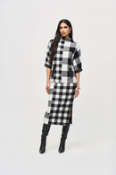 Plaid Jacquard Knit Skirt - Black/vanilla