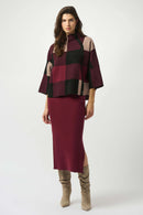 Plaid Jacquard Top - Merlot/multi