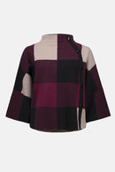 Plaid Jacquard Top - Merlot/multi