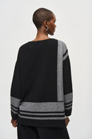 Jacquard Knit Boxy Top - Black/vanilla