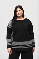 Jacquard Knit Boxy Top - Black/vanilla