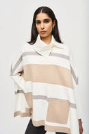 Jacquard Knit Poncho - Vanilla/oatmeal Melange/grey