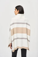 Jacquard Knit Poncho - Vanilla/oatmeal Melange/grey