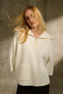 Zipped Collar Sweater - Vanilla