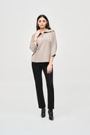 Jacquard ZipCollar Jumper - Taupe Melange