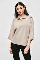 Jacquard ZipCollar Jumper - Taupe Melange